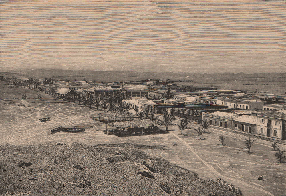 Namibe (Namibe/Mossamedes) - General view. Angola 1885 old antique print